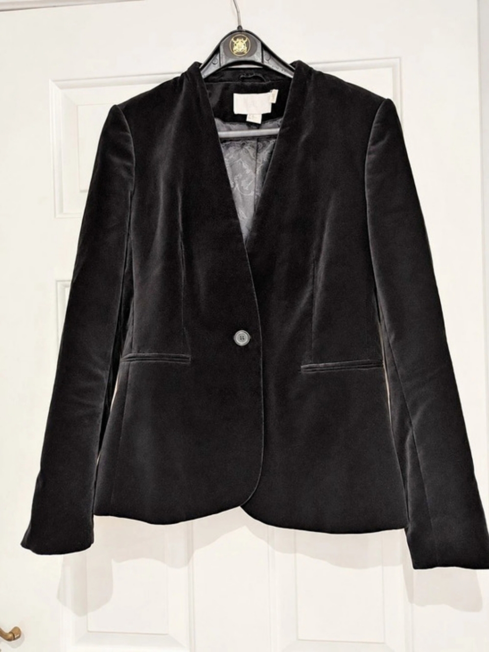 Whimsigoth Cotton Velvet Collarless Blazer Jacket Black Goth Dark Academia S/M